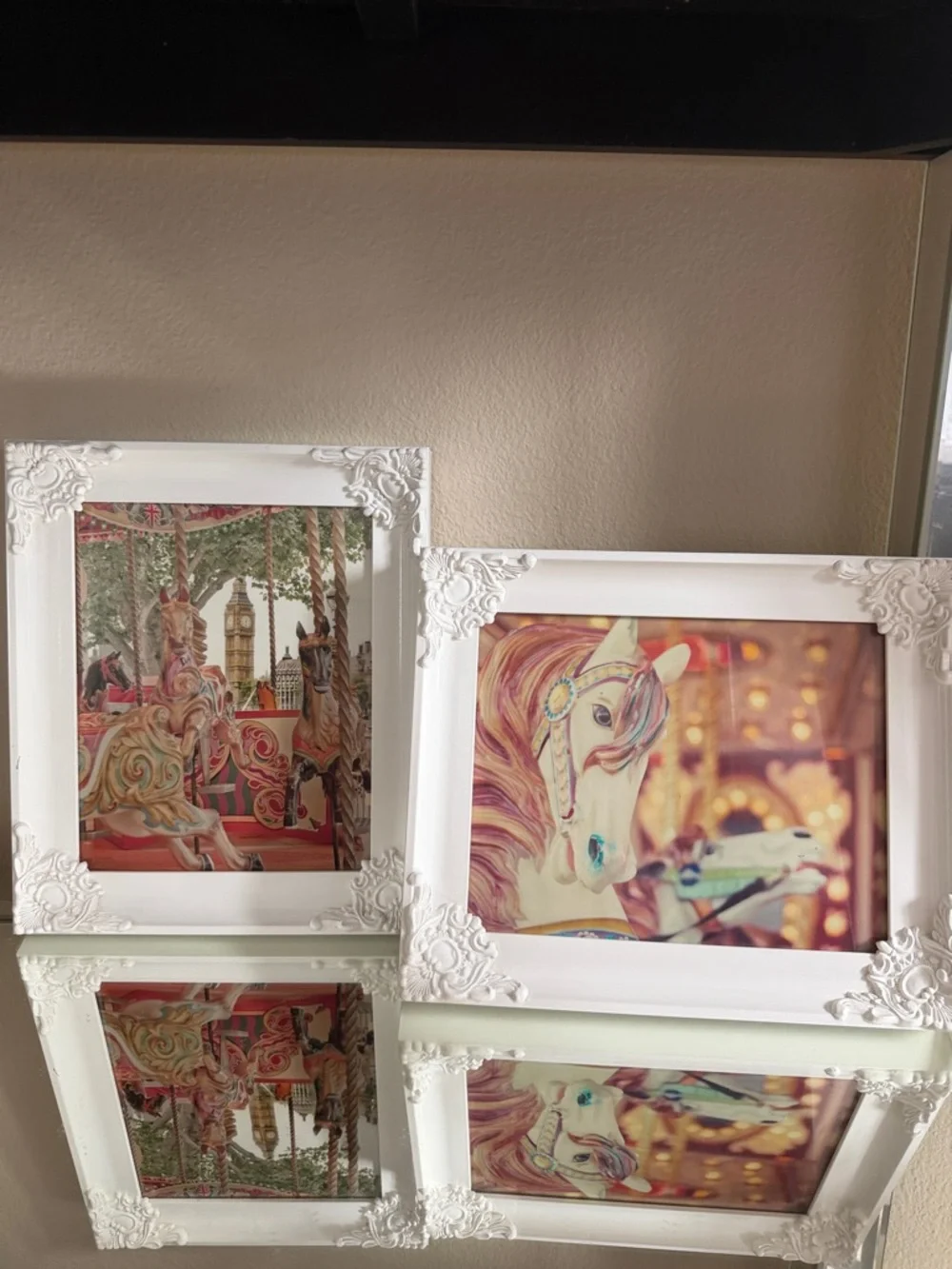 Carousel horse prints carousel framed artwork 10x12 white wood frames